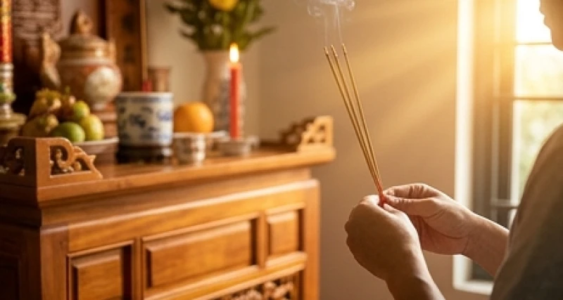 Văn khấn Thổ Công mùng 2 Tết: Bài cúng chuẩn và cách sắm lễ 2 Gia chủ thắp hương cúng Thổ Công vào buổi sáng mùng 2 Tết trong không gian trang nghiêm