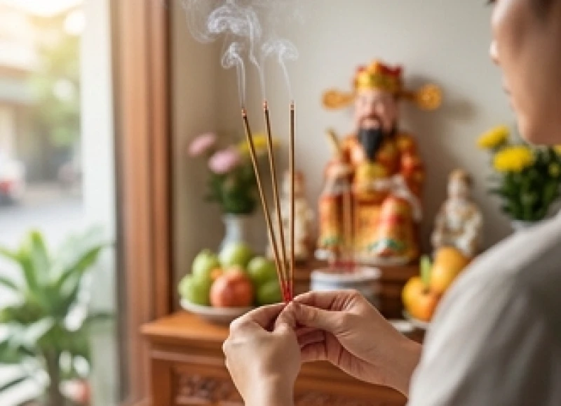 Chủ cửa hàng thắp 3 nén hương và đọc văn khấn tạ biệt tại mặt bằng kinh doanh cũ
