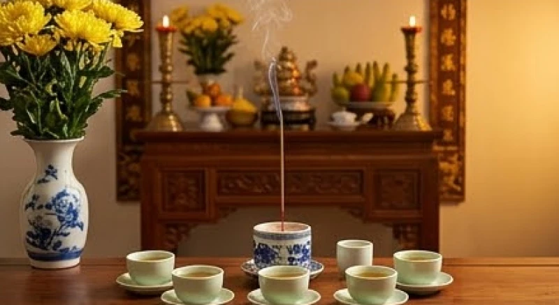Văn khấn trước khi bao sái bàn thờ: Bài cúng xin phép đúng lễ 7 Không gian thờ cúng thanh tịnh với nén hương mới được thắp lên sau khi hoàn tất các bước dọn dẹp