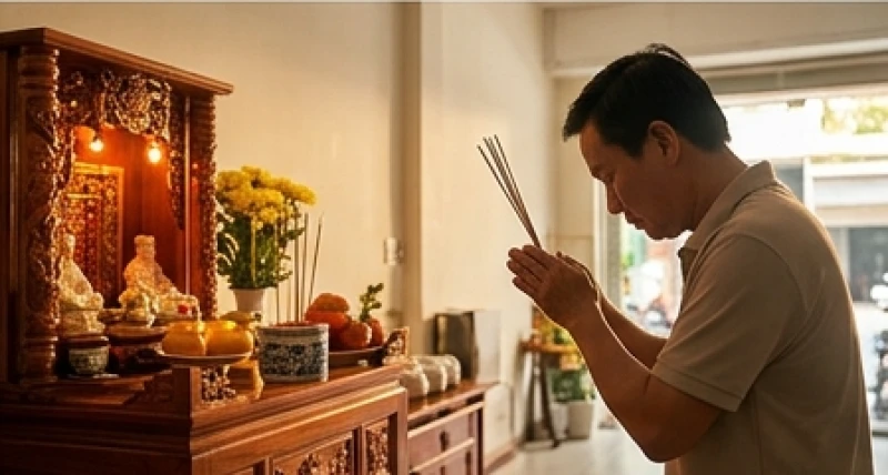 Văn khấn cuối tháng tại cửa hàng: Bài cúng Thần Tài và giờ đẹp 4 Chủ cửa hàng thành tâm thắp hương tại ban Thần Tài vào khung giờ hoàng đạo buổi sáng