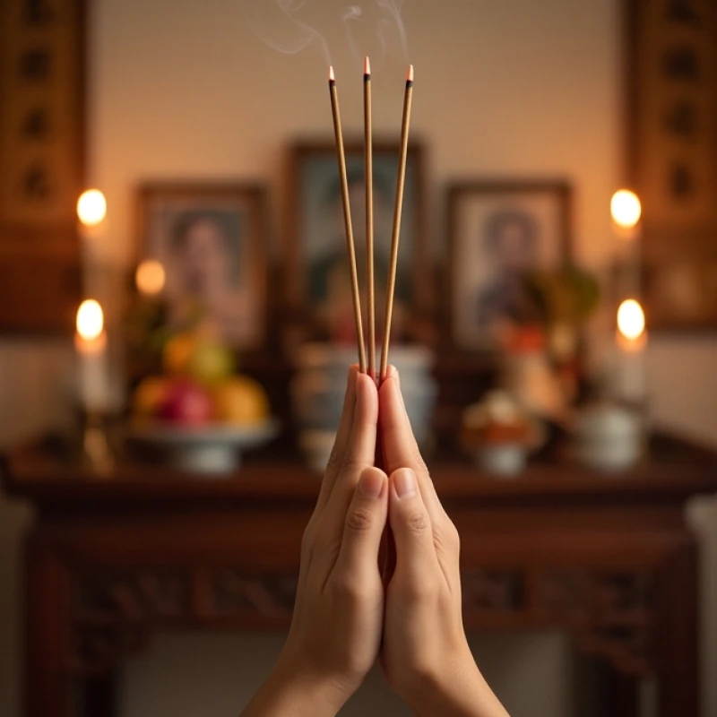 Mơ thấy người thân: Giải mã điềm báo, cách ứng phó & số may mắn 7 Đôi bàn tay chắp lại thành tâm trước bàn thờ gia tiên, thực hiện nghi thức tâm linh để cầu mong sự bình an cho gia đạo
