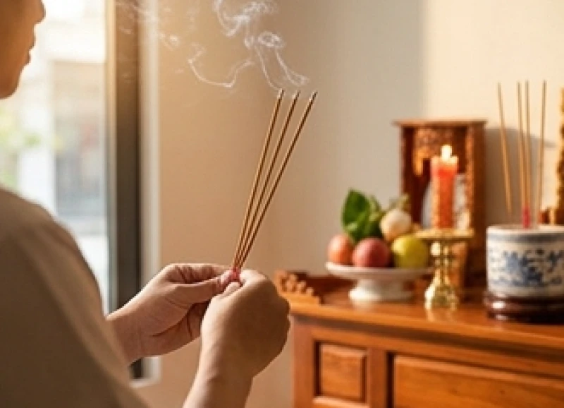 Văn khấn xin lộc buôn bán: Bài cúng chuẩn và cách giữ tài lộc 1 Chủ cửa hàng thắp ba nén nhang tại bàn thờ Thần Tài trước khi đọc văn khấn xin lộc buôn bán