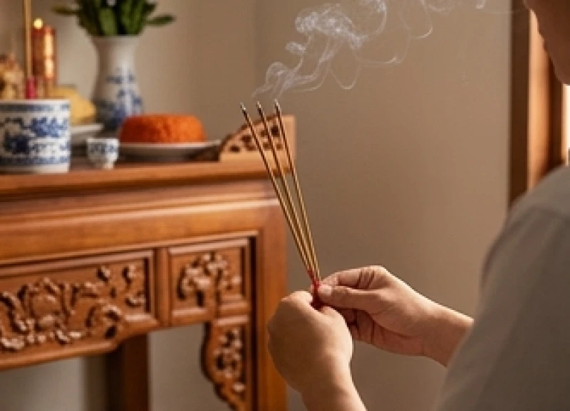 Văn khấn hạ bàn thờ để chuyển nhà: Bài cúng chuẩn và cách hạ đồ 2 Gia chủ thành kính thắp nén nhang trên bàn thờ gia tiên để thông báo và xin phép chư vị thần linh trước khi tháo dỡ