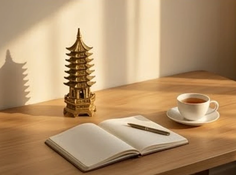 Mô hình tháp Văn Xương bằng đồng thau nguyên khối đặt trên góc bàn giúp ghì chặt sự xao nhãng