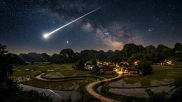 Bầu trời đêm tĩnh lặng giải đáp thắc mắc thấy sao băng rơi là điềm gì cho người quan sát