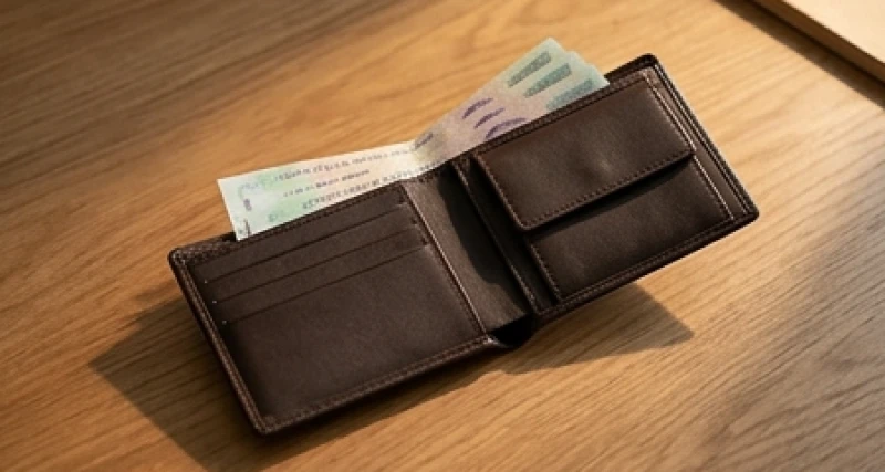 Một chiếc ví da mới đựng những tờ tiền được sắp xếp phẳng phiu theo cùng một chiều để thu hút tài vận
