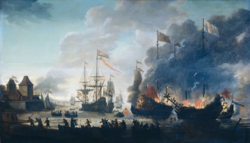 the dutch burn english ships during the expedition to chatham raid on medway 1667jan van leyden 1669 75a70fc4