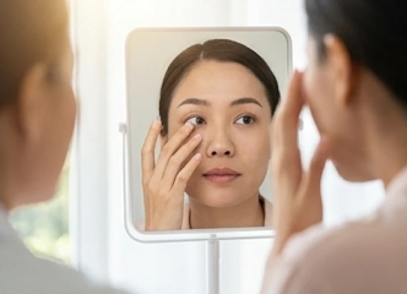 Nốt ruồi trong mắt: Dấu hiệu nguy hiểm, cách xử lý và chi phí 4 Người bệnh tự kiểm tra tình trạng nốt ruồi trong mắt qua gương với sự hỗ trợ của ánh sáng tự nhiên