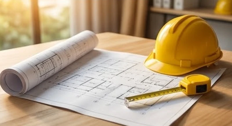 Tháng tốt xấu của tuổi Tuất năm 2027: Lịch đại cát từng can chi 4 Bản vẽ thiết kế nhà ở được trải trên bàn làm việc trong kế hoạch tháng tốt xấu của tuổi tuất năm 2027