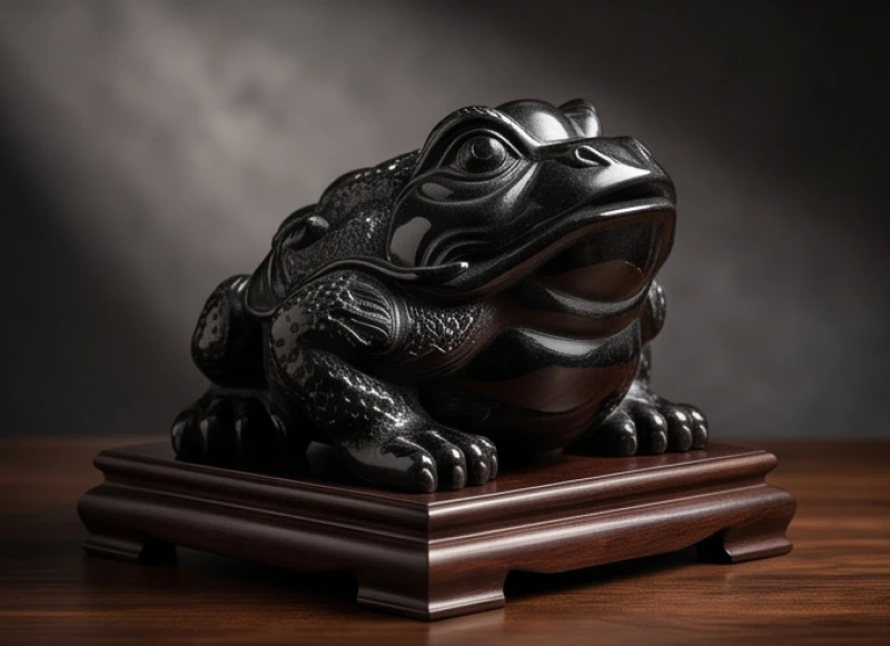 Thiềm thừ phong thủy tuổi Tý: Tra cứu ngũ hành và hướng bài trí 4 Tượng thiềm thừ chế tác từ đá hắc ngà màu đen bóng sang trọng dành cho người mệnh Thủy