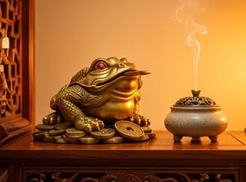 Tài lộc tuổi Ngọ: Cách xác định góc tụ tài bằng la bàn 7 Cóc ngậm tiền Thiềm Thừ được xoay đầu hướng vào bát hương trên bàn thờ Thần Tài