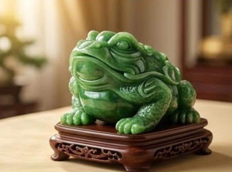 Cóc ba chân ngậm tiền bằng ngọc bích xanh lá tự nhiên mang lại may mắn cho mệnh Mộc