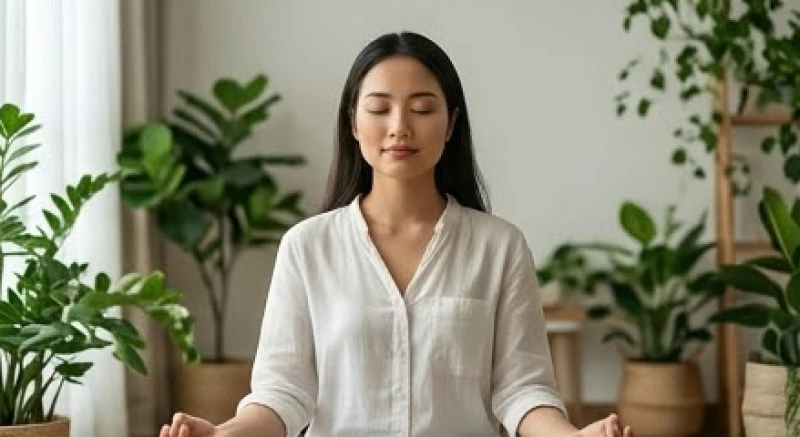 Mơ thấy máu kinh nguyệt của người khác: Điềm báo & con số 7 Người phụ nữ ngồi thiền nhắm mắt thư giãn giữa không gian xanh mát để thanh lọc cảm xúc tiêu cực