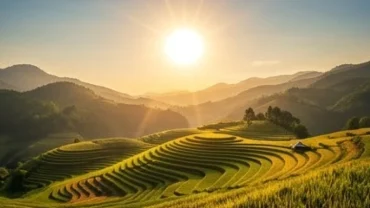 Ánh sáng mặt trời rực rỡ tượng trưng cho bản mệnh Thiên Thượng Hỏa trong phong thủy