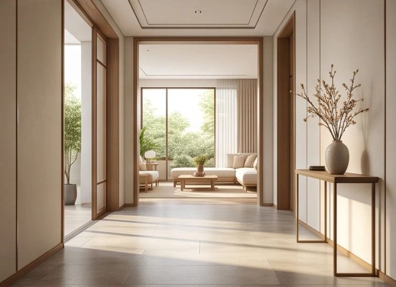 Khu vực phòng khách mở với nhiều cửa sổ sát trần nạp đầy vượng khí từ bên ngoài
