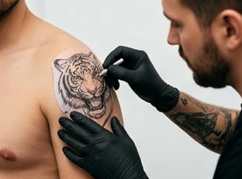 Tuổi Ngọ không nên xăm hình gì: Danh sách đại kỵ & cách hóa giải 2 Quá trình in hình xăm lên da khách hàng trước khi thực hiện các đường nét chính xác