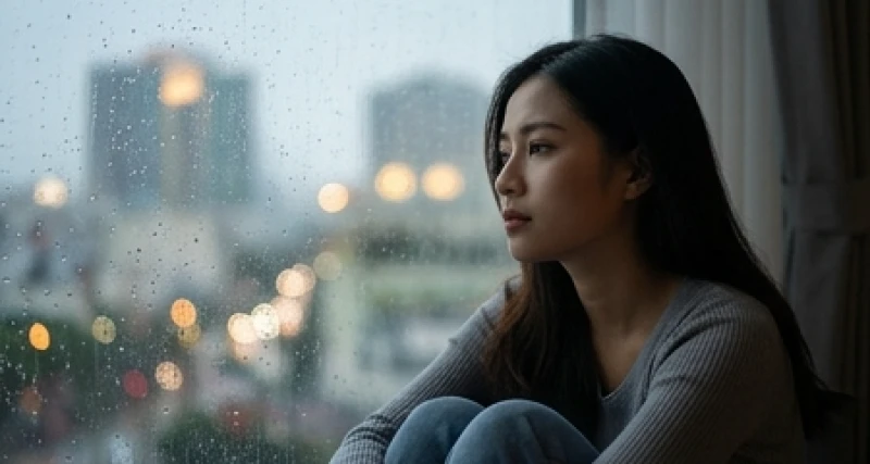 Một người phụ nữ đang ngồi suy tư bên cửa sổ thể hiện sự thiếu hụt cảm xúc và nhu cầu kết nối chưa được thỏa mãn