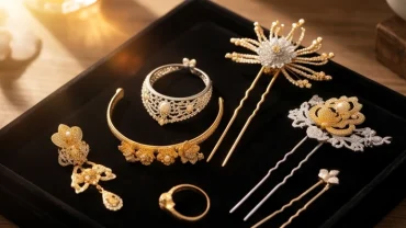 Bản chất thoa xuyến kim là gì thể hiện qua hình tượng trang sức vàng bạc quý giá được chạm khắc tinh xảo