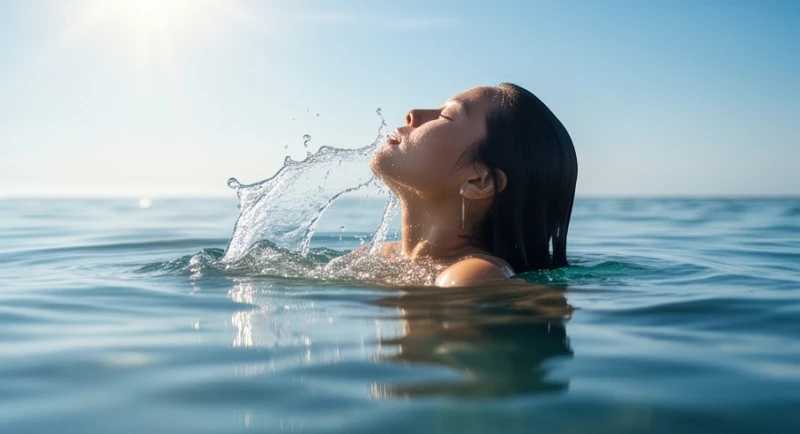 Một người vươn mình lên khỏi mặt nước hít thở sâu, biểu tượng cho việc vượt qua bế tắc sau những cơn ác mộng ngột ngạt