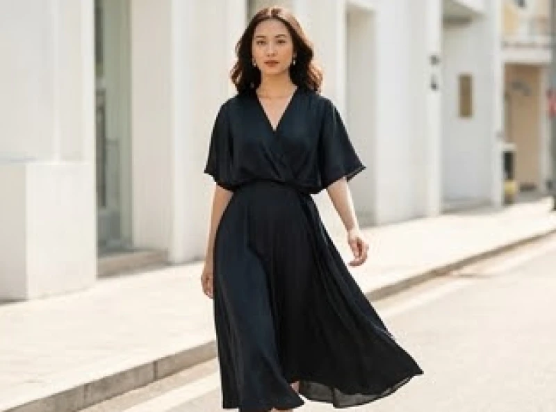 Nữ giới tự tin dạo phố với chiếc đầm suông màu xanh đen mang lại năng lượng tích cực