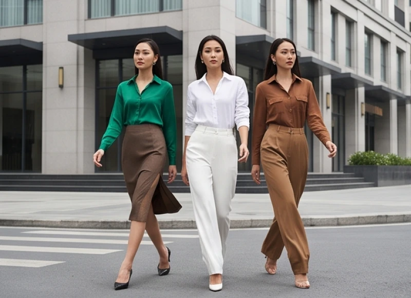 Màu trang phục hợp tuổi Tỵ: Phối đồ 60-30-10 và mẹo hóa giải 1 Người mẫu diện trang phục hiện đại đại diện cho các yếu tố ngũ hành tương sinh trong phong thủy