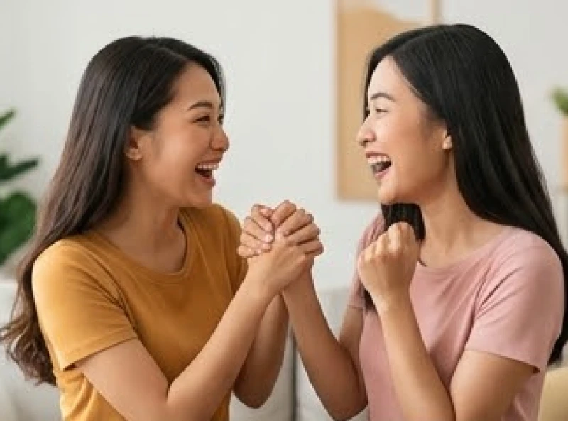 Mơ thấy người khác có thai: Giải mã điềm báo & bộ số tài lộc 6 Hai người bạn đang hào hứng nắm tay nhau khi nhận được một tin tức tốt lành và đầy bất ngờ