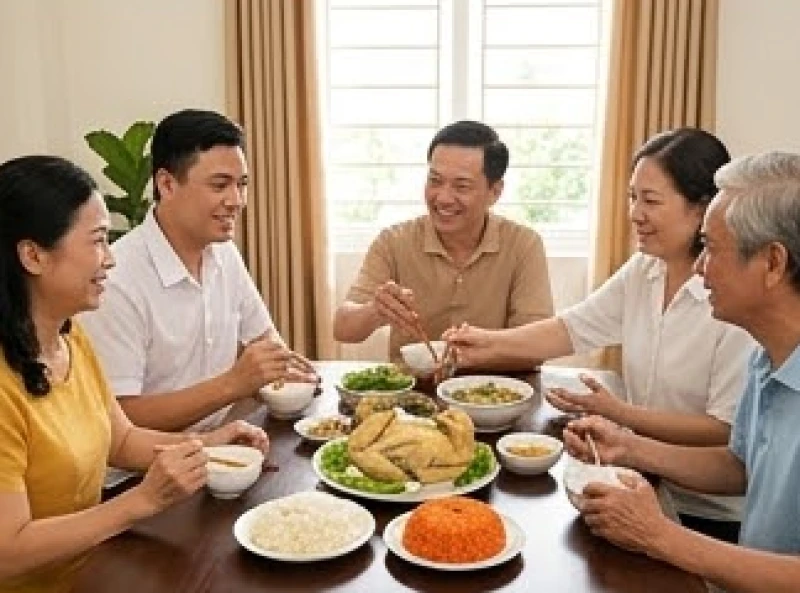 Văn khấn báo cáo gia tiên khi thi đỗ: Bài cúng & mâm lễ tạ ơn 8 Các thành viên trong gia đình quây quần bên mâm cơm tạ lễ sau khi hương trên bàn thờ đã tàn hết