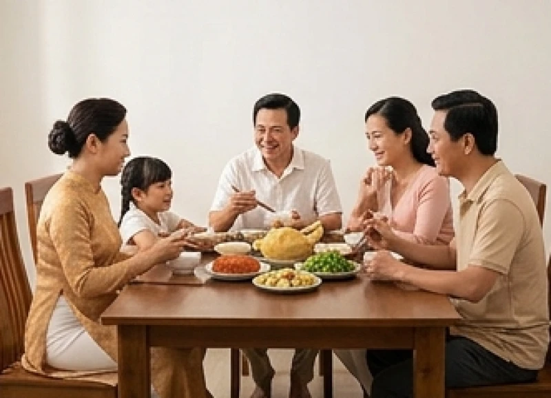Văn khấn lễ Vu Lan: Bài khấn chuẩn các ban và trình tự nghi lễ 10 Gia đình quây quần thụ lộc mâm cỗ sau khi hoàn tất nghi thức cúng Vu Lan trong nhà