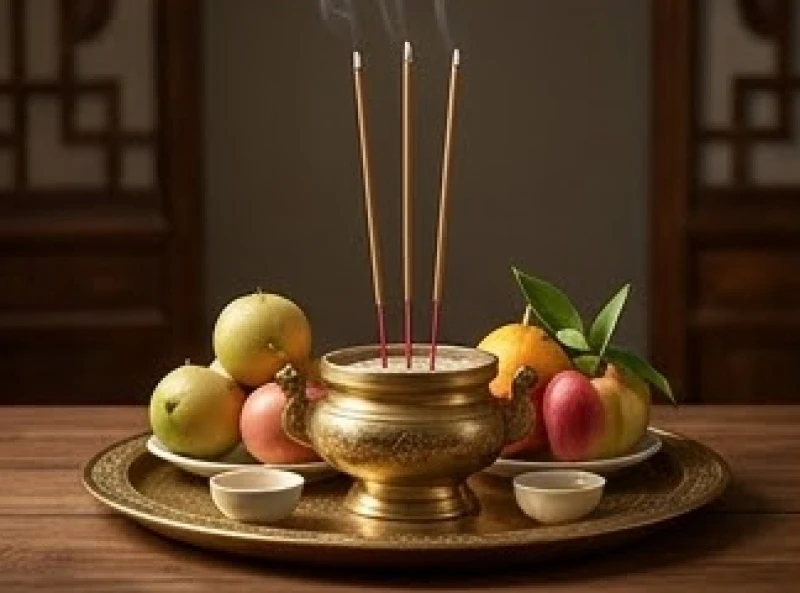 Lễ vật mâm cúng động thổ được bài trí trang nghiêm trên nền đất mới để cầu bình an