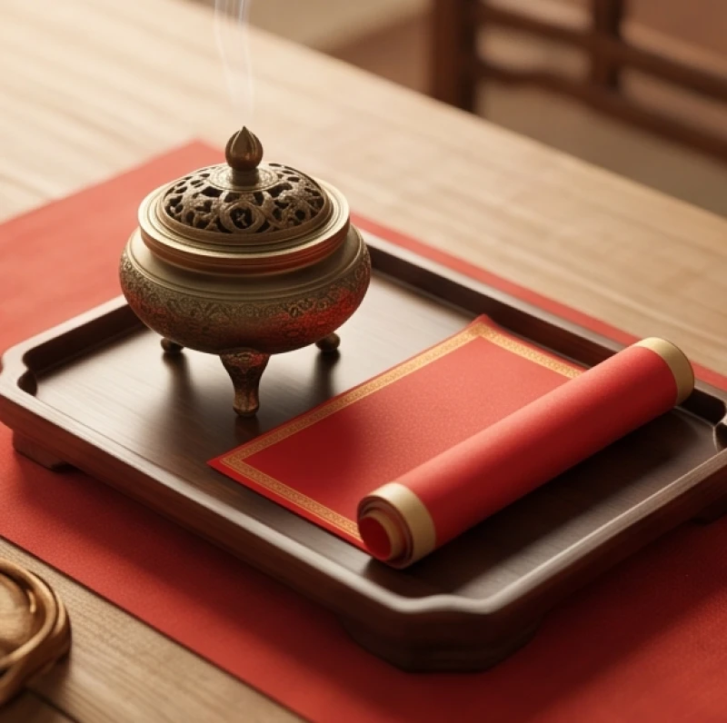 Tử vi tuổi Quý Hợi 1983 năm 2026: Lịch 12 tháng và cách cúng sao 5 Lư hương đồng và giấy đỏ đặt trang trọng trên mâm lễ chuẩn bị cho nghi thức động thổ mượn tuổi
