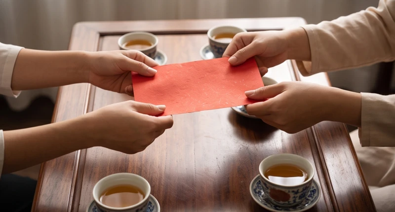 Hai người đàn ông trung niên đang trao đổi và ghi chép giấy tờ tượng trưng tại chiếc bàn gỗ