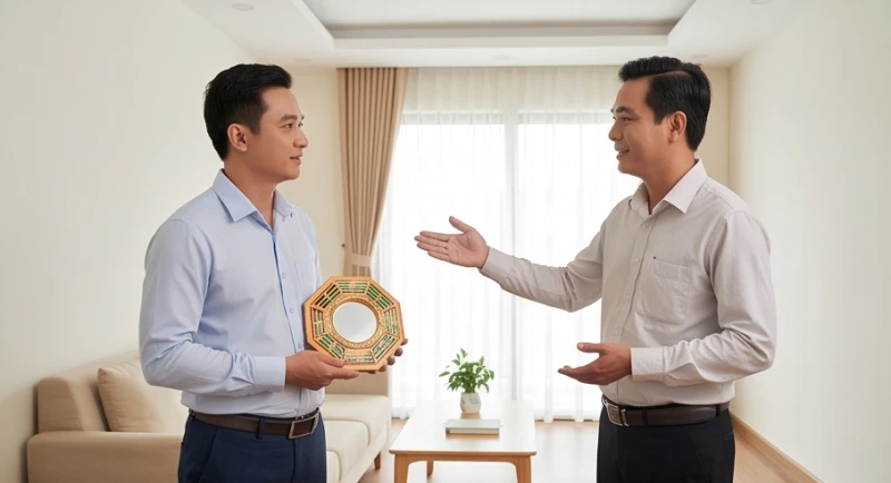 Văn khấn chuộc nhà khi mượn tuổi: Toàn văn bài khấn và mẫu giấy 1 Người cho mượn tuổi và chủ nhà cùng chuẩn bị thực hiện nghi thức bàn giao nhà mới