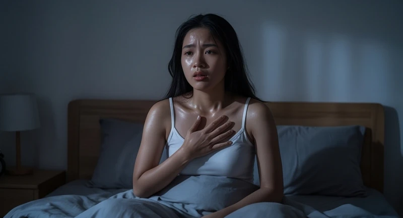 Mơ thấy ở nhà mới tốt hay xấu: Giải mã bối cảnh và số tài lộc 3 Người phụ nữ thức giấc giữa đêm trong trạng thái bồn chồn lo âu và đổ mồ hôi trán