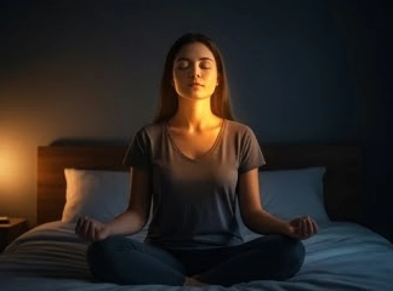 Một người đang nhắm mắt hít thở sâu để lấy lại bình tĩnh sau cơn ác mộng