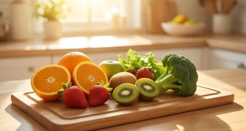 Bổ sung các loại rau xanh và trái cây tươi giàu vitamin C giúp đẩy nhanh quá trình phục hồi tế bào da
