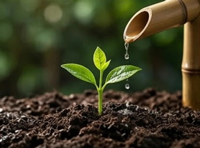 Cây non mọc mầm vươn lên mạnh mẽ nhờ được tưới mát bởi nguồn nước tự nhiên