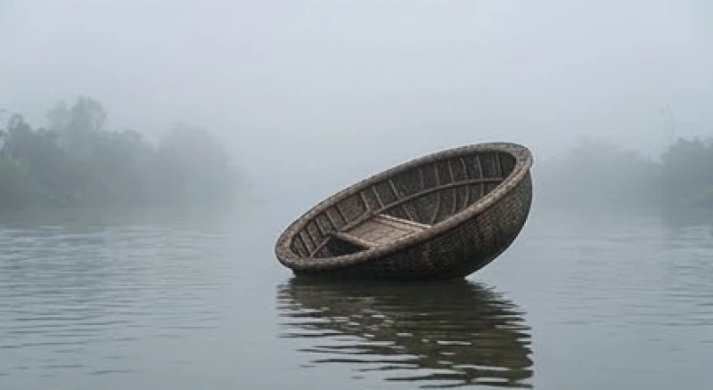 Chiếc thuyền nan chông chênh trên mặt sông phủ đầy sương mù đại diện cho sự mất phương hướng