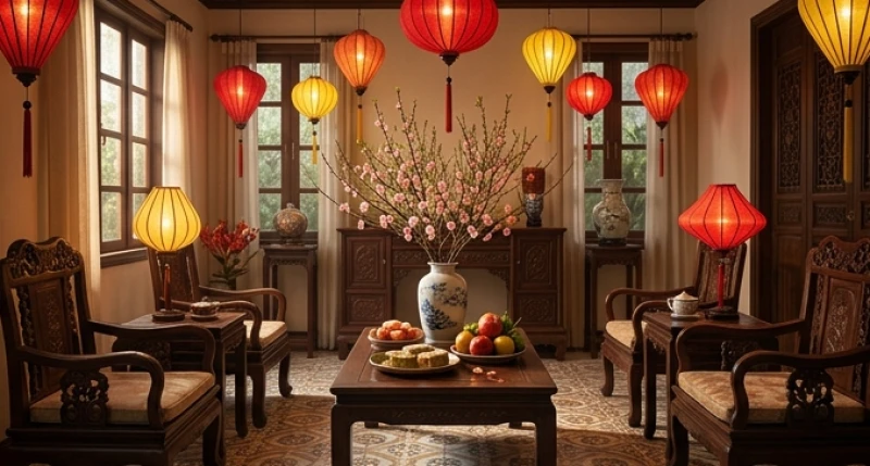 Ngôi nhà được trang hoàng lộng lẫy đón chờ chu kỳ mới với những món quà và ánh đèn lung linh