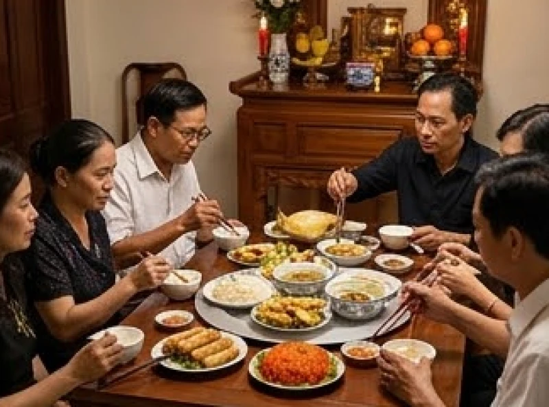 Văn khấn giỗ đầu chồng: Cách sắm lễ và mẫu bài cúng chuẩn 10 Bữa tiệc cơm giỗ thân mật cùng họ hàng và khách viếng sau khi hoàn tất nghi thức