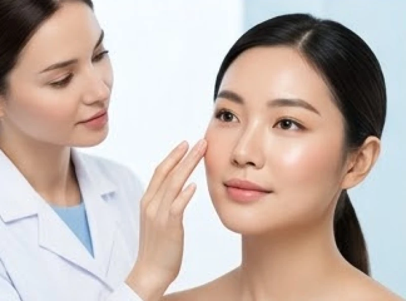 Bác sĩ thẩm mỹ đang thăm khám và mô phỏng vùng má cần làm đầy để cải thiện tỷ lệ khuôn mặt