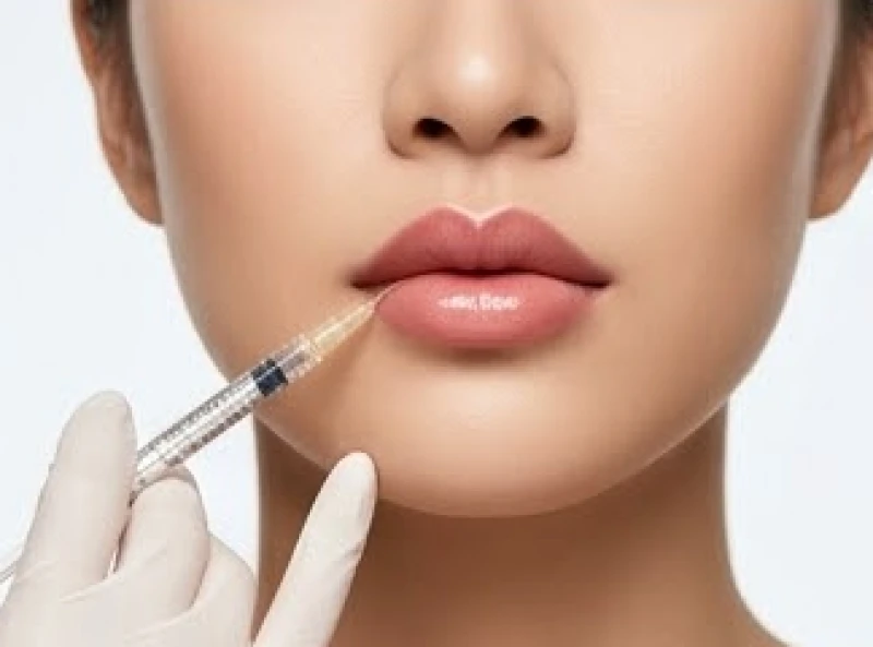 Bác sĩ thẩm mỹ sử dụng kim tiêm filler để tạo hình dáng môi căng mọng an toàn