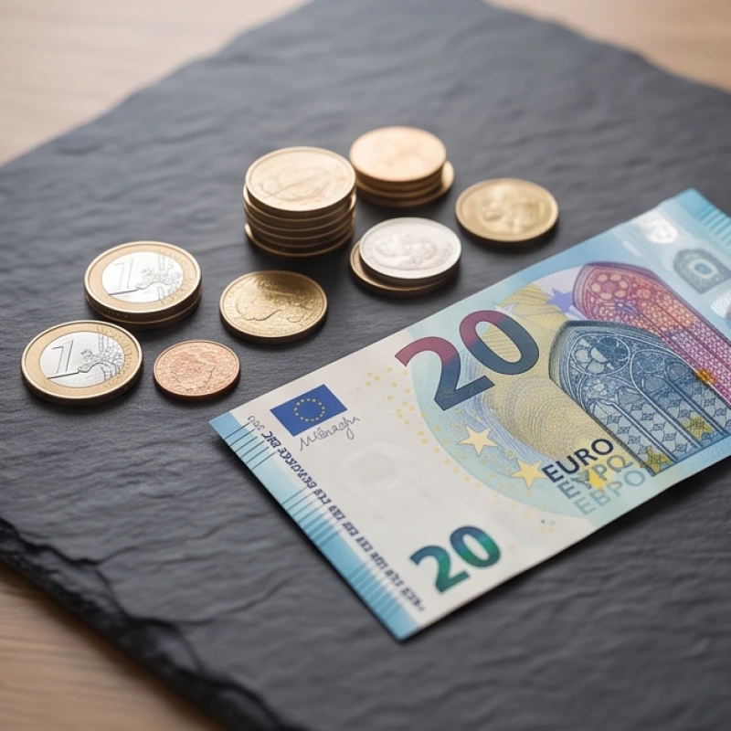 Những đồng tiền kim loại sáng bóng xếp xen kẽ cùng tờ tiền Euro mang ý nghĩa tích lũy tài sản dài hạn