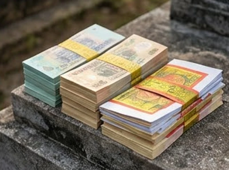 Văn khấn tạ mộ: Trình tự hành lễ và bài cúng đúng nghi thức 6 Các thếp tiền vàng mã và quần áo giấy chuẩn bị sẵn sàng cho nghi thức dâng cúng thần linh