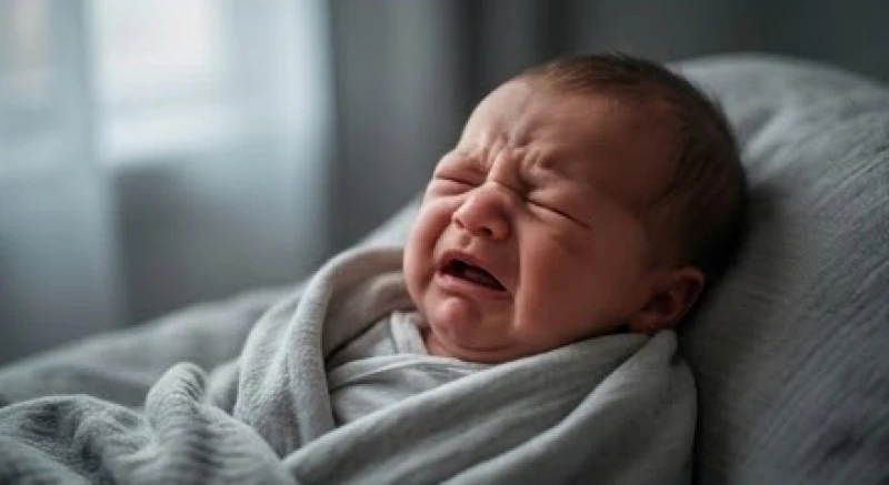 Đứa trẻ sơ sinh nhăn nhó và bật khóc nức nở, đại diện cho những vướng mắc lặt vặt hoặc sự bế tắc trong giao tiếp hiện tại