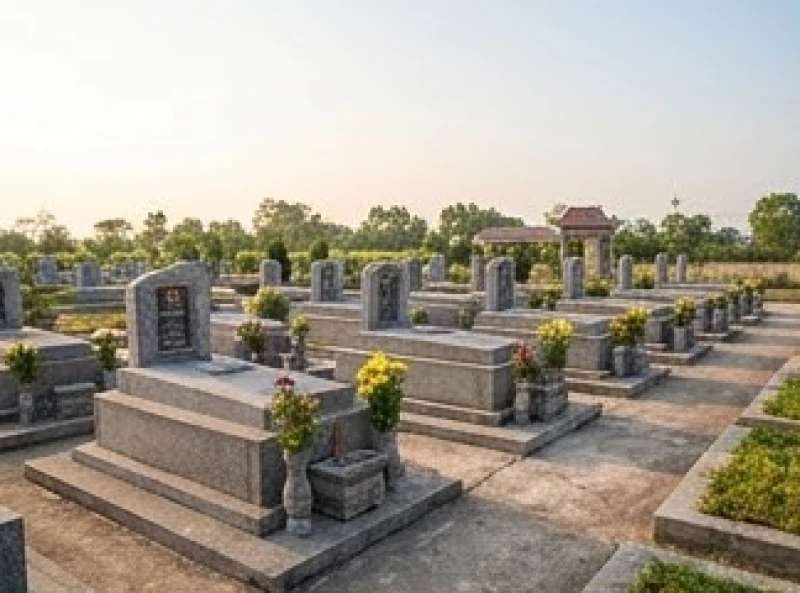 Văn khấn xây lăng mộ: Sắm lễ, bài cúng và nghi thức chuẩn 1 Khu nghĩa trang tạnh ráo với ánh nắng nhẹ thuận lợi cho việc khởi công xây lăng mộ