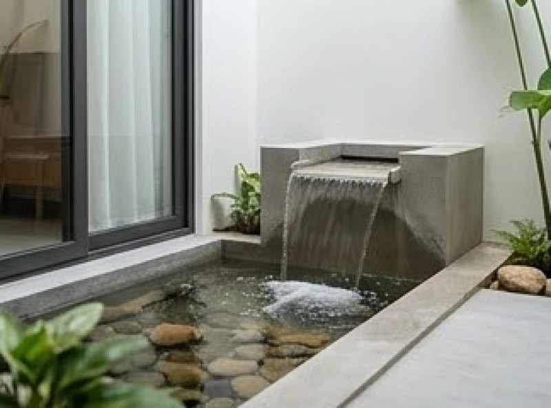 Tiểu cảnh nước trong vắt luân chuyển nhẹ nhàng góc phòng khách giúp vượng tài lộc