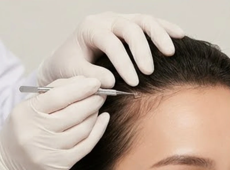 Bác sĩ da liễu thực hiện kỹ thuật y khoa cắt nốt ruồi sát viền tóc