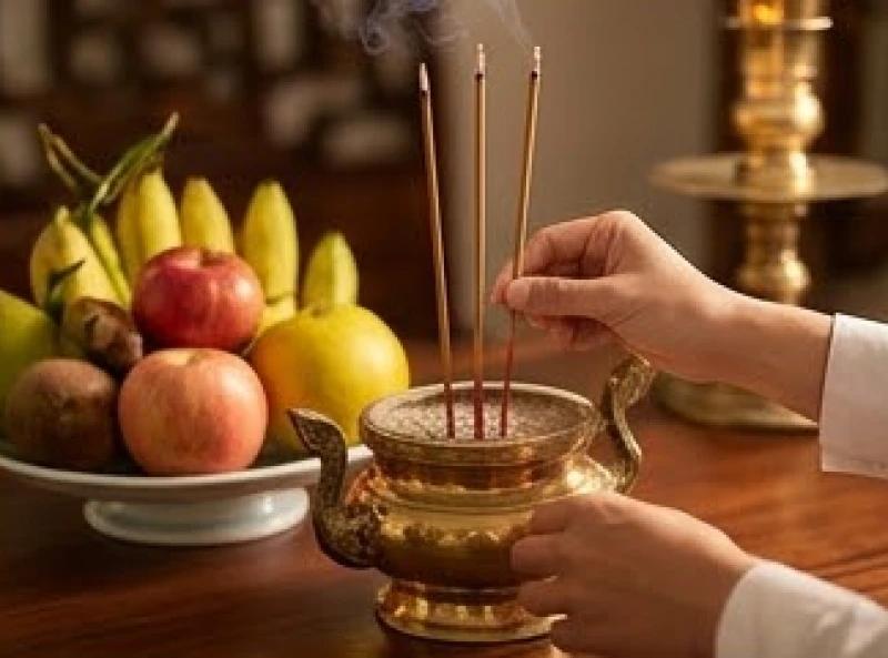 Gia chủ thành tâm dâng hương cúng Thổ công và các vị Thần linh cai quản khu đất vào các ngày rằm