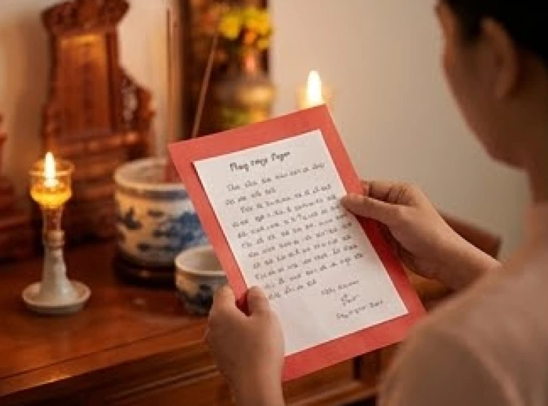 Gia chủ cẩn thận chuẩn bị bài cúng và nhẩm đọc danh xưng tên tuổi của bản thân trước khi tiến hành dâng hương