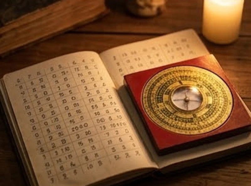 Mơ thấy cò trắng: Điềm báo cát hung và cách luận số tài lộc 8 Cuốn sổ tay ghi chép các con số phong thủy được đặt cạnh một chiếc la bàn cổ